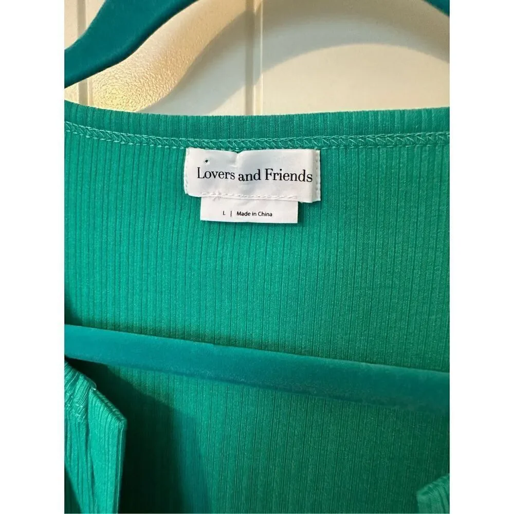Lovers + Friends Ludrow Turquoise Long Sleeve Cropped Wrap Top Women’s Size L